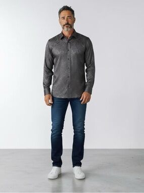 Bugatchi Men's Classic Fit Long Sleeve Button Down Shirt